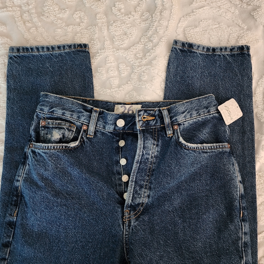 We The Free Free People Straight Leg Jeans Size Womnns 26 NWT Western Boho